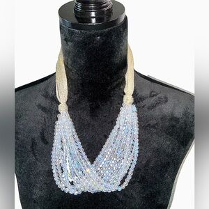 Vintage Handmade Multi-Strand Iridescent Faceted Glass Beaded Necklace